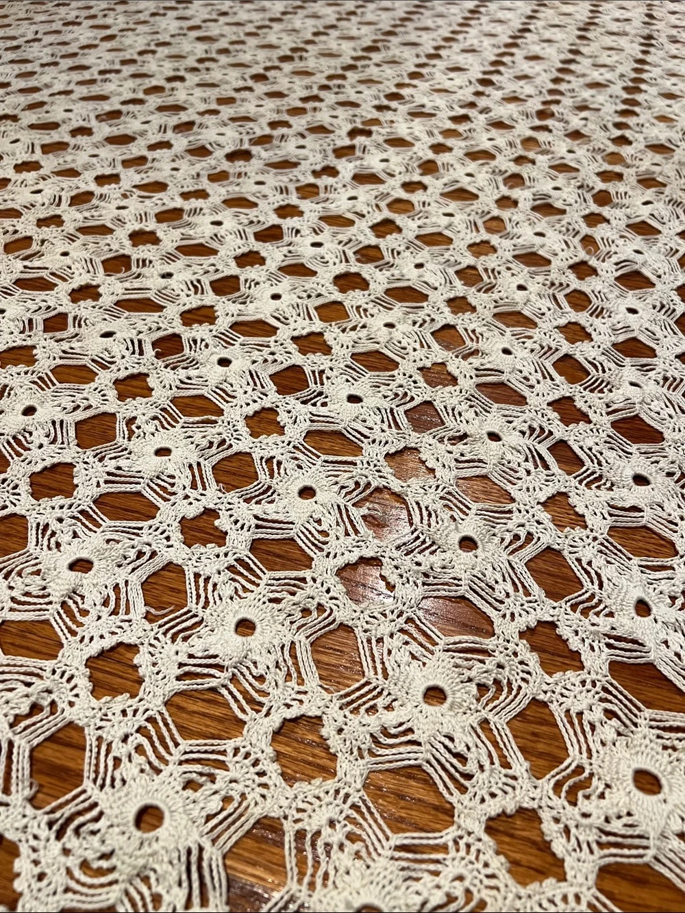 Handmade Crochet Bed Throw Blanket/tablecloth in Cream